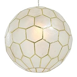 Creative Co-Op Honeycomb Globe Light, Capiz White