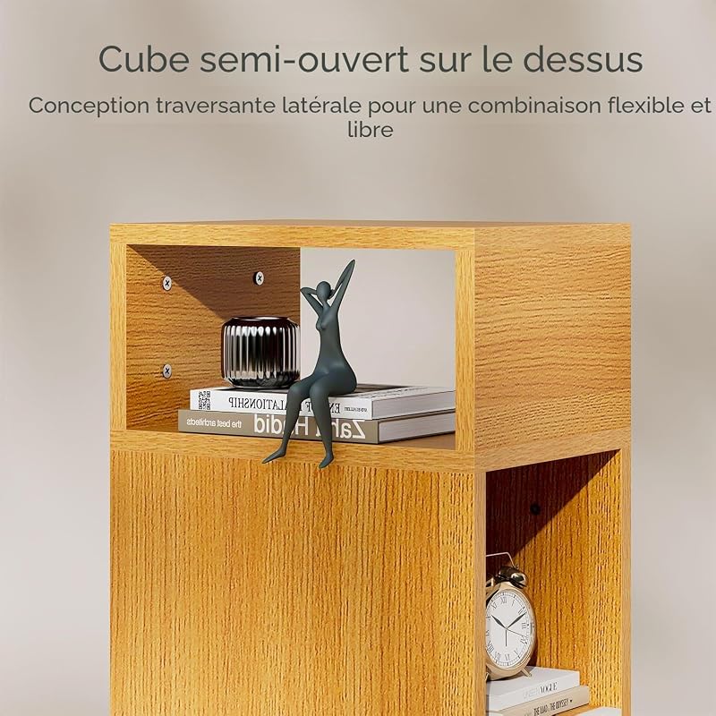 Lot de 2 Tables de Chevet Étroite,avec Tiroir,Naturelle WNS006N-2 — photo 5 sur 8