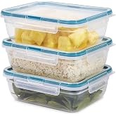 Snapware Plastic Total Solution (3-Pack, 8.5-Cup) Food Storage Containers | Plastic meal prep containers with plastic BPA-free lids with 4 locking tabs, microwave, dishwasher, &amp; freezer safe