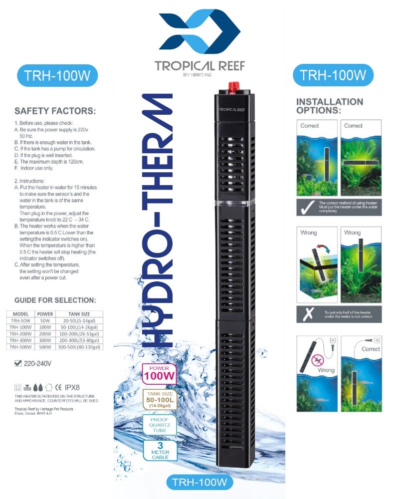 Aquael Comfort Zone Fix Heater 25w 50w 75w 100w 35 75l Aquarium