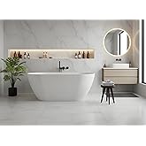 Freestanding Bathtub 67 inch Acrylic Soaking Tub with Overflow & Chrome Drain – Deep Stand Alone Bathtub for Spa-Inspired Bathroom or Relaxing Home Upgrade