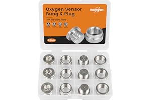 HOHNNYREET 6 Set O2 Oxygen Sensor Bung and Plug 304 Stainless Steel M18-1.5,Oxygen Sensor Bung Stepped Style with Plug (6 Set Silver, M18 x 1.5)