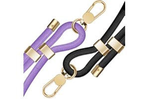 ROCONTRIP 2 Pack Phone Lanyard,Premium Crossbody Phone Strap with 2 X TPU Phone Patch Upgraded Metal Buckle Cell Phone Charms Compatible with Most Smartphone（Black+Purple）