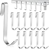 Yaocom J Hooks for Wire Shelf 3.6 Inch Heavy Duty Metal, Silver, 12 Pcs | Large Hanging Hooks for Metal Shelving, Closet Storage Racks, Wire Grid Wall Accessories, Heavy-duty Steel Construction