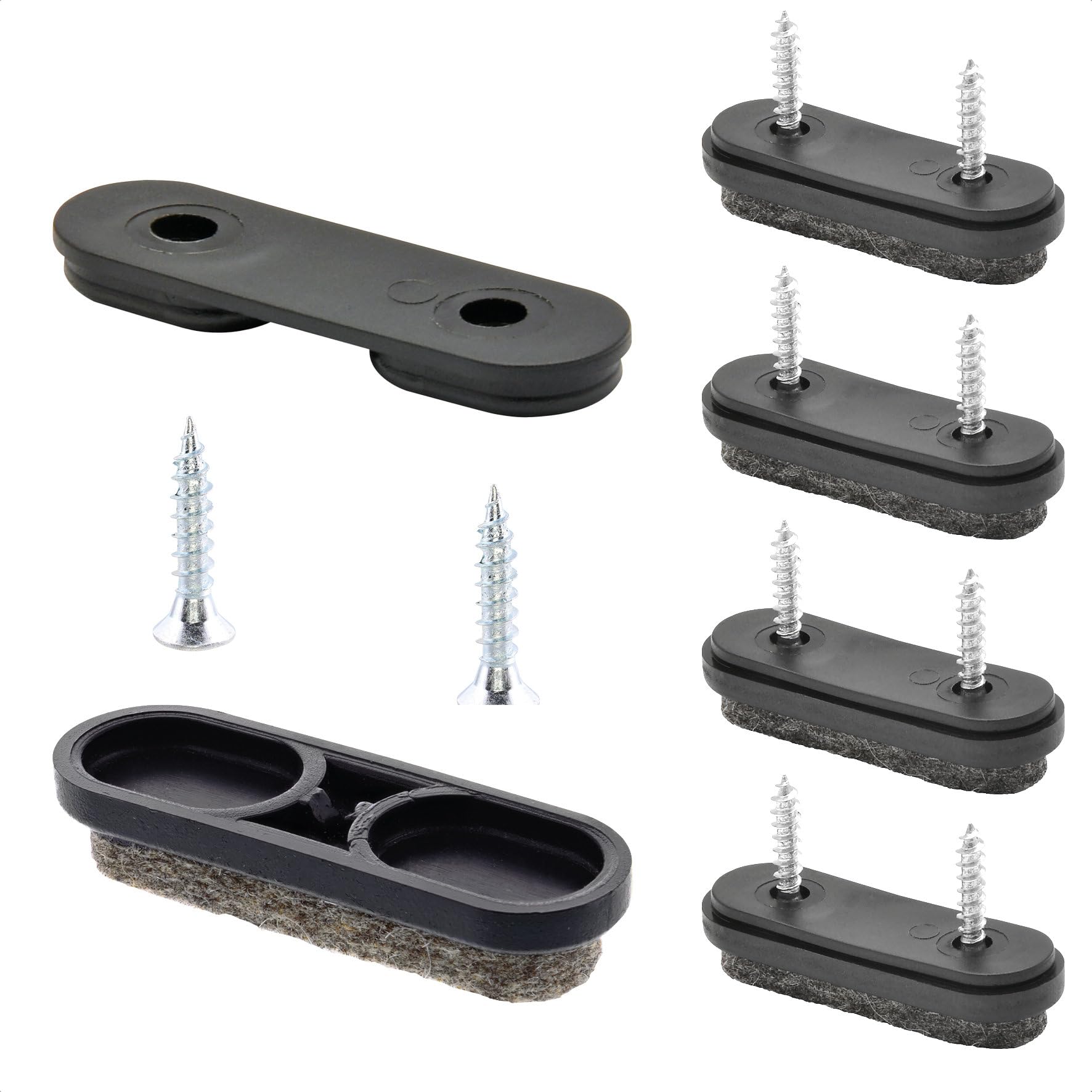 WAGNER QuickClick® TANDEM Felt glides chair glides I 4pcs. set to screw on I 4x base + 8x screw + 4x glide insert interchangeable - wool felt ULTRASOFT - 39 x 12 mm - Made in Germany - 15781700