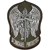MORTHOME St.Saint Michael Protect Us Modern Morale Embroidered Patch Tactical Military Army Operator Patches Applique for Coat Jacket Gear Cap Hat Backpack (Navy/White)