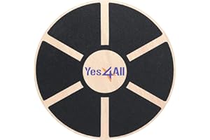 Yes4All Wooden Wobble Balance Board - Round Stability Board for Home Gyms, Standing Desk, Core Training, Exercise and Balance