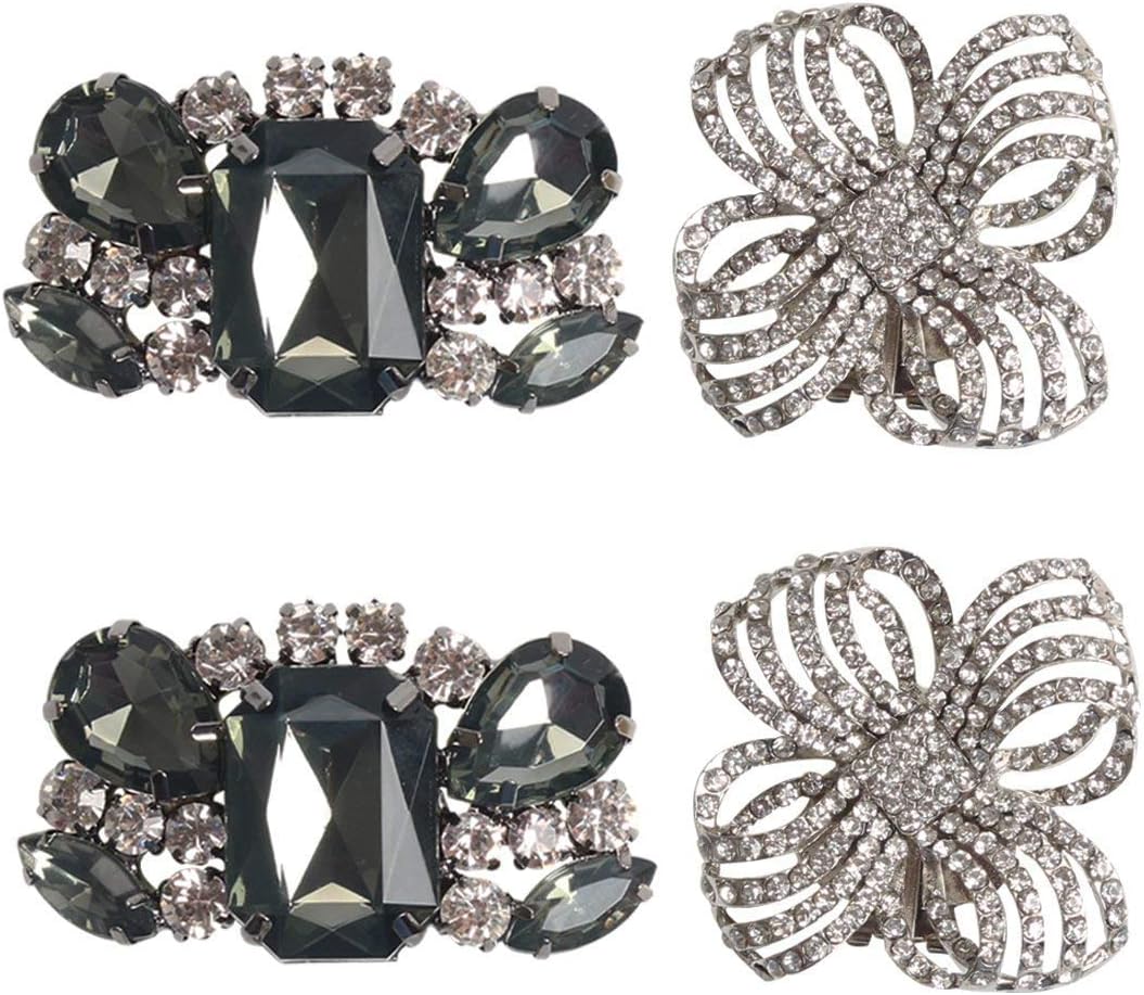 Polkar Elegant Rhinestone Crystal Metal Shoe Clips Shoe Buckle for Wedding Party Decoration