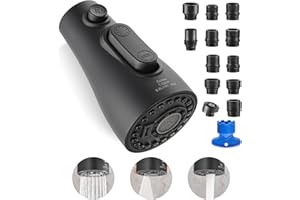 Cobbe Kitchen Faucet Head Replacement 3 Modes with 12 Faucet Adapter, Kitchen Sink Sprayer Replacement for Kitchen Faucet with Pull Down Sprayer, American Standard, Matte Black