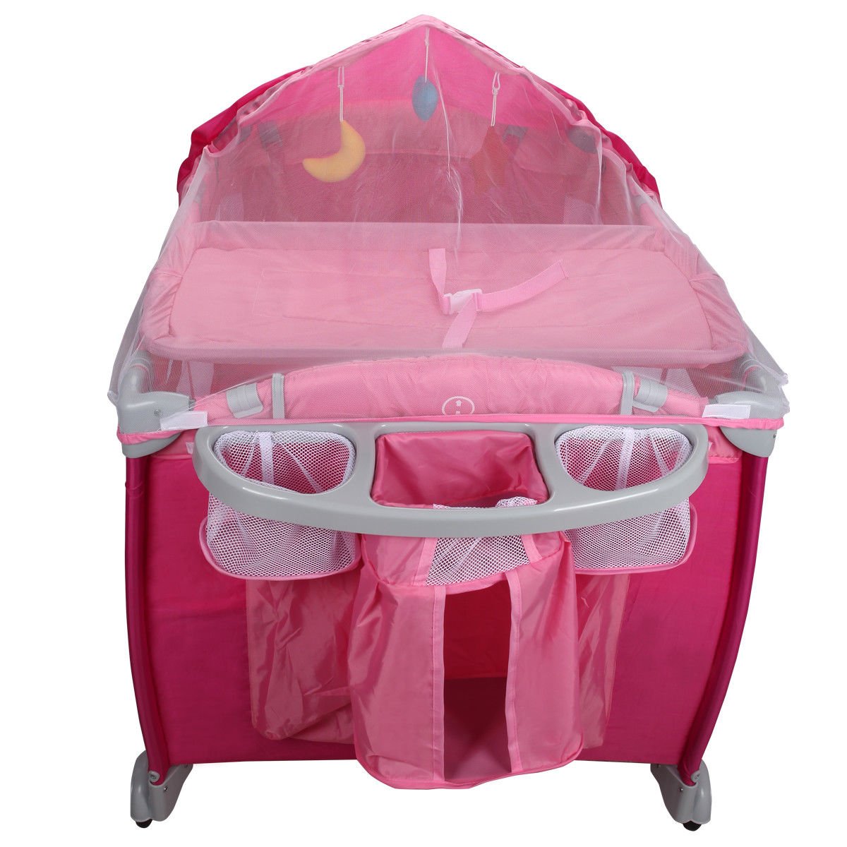 costway foldable travel baby playpen crib infant bassinet bed mosquito