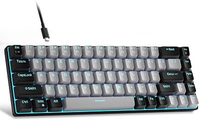 MageGee 60% Mechanical Keyboard 68 Keys Blue Switch USB Wired Grey/Black