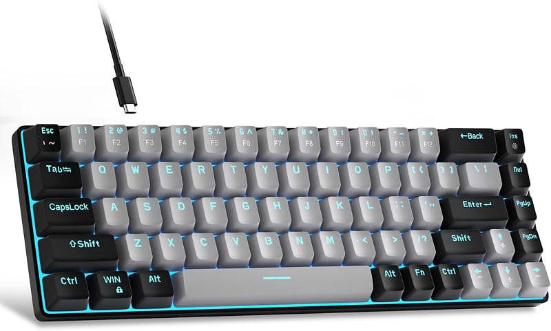 MageGee 60% Mechanical Keyboard 68 Keys Blue Switch USB Wired Grey/Black
