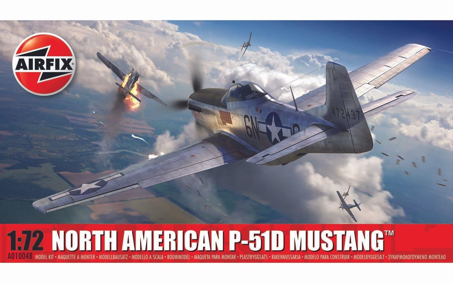 AIRFIX - Model Set - A01004B North American P-51D Mustang Model Building Kit - Plastic Model Plane Kits for Adults & Children 14+, Set Includes Sprues & Decals - 1:72 Scale Model