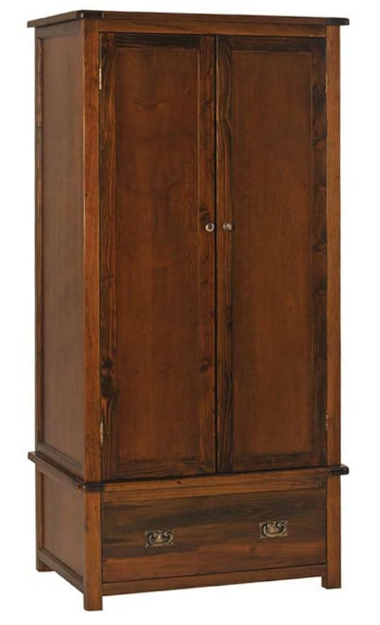 Core Spirit Boston Solid Pine Pine Dark Wood Double Wardrobe With