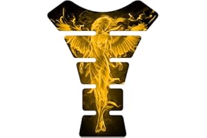 IMMORTAL GRAPHIX 8.6" tall x 6.8" wide Flaming Fire Angel Yellow V2 UV Resistant Motorcycle Sport bike Tank Pad Protector Decal