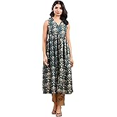 Janasya Indian Women's Cotton Green Paisley Print Casual Wear Kurta for Women