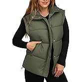 JUJIAYOUPIN Womens Oversized Quilted Vest Bubble Stand Collar Sleeveless Zip up Puffer Vest Warm Padded Jacket Coat