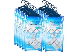 ZARPAX Hanging Moisture Absorber Fresh Cotton 10.6 oz/300g | Moisture Absorbing Bags for Bathroom, Closet, Kitchen & Vehicles | Removes Moisture, Humidity & Odors | Portable Dehumidifier | Set Of 10