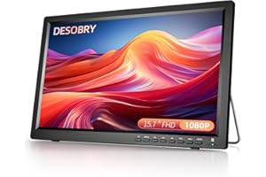 Desobry 15.7 inch Portable TV with Antenna, Portable Small TV with ATSC Tuner, Rechargeable Battery Operated Mini LCD Monitor 1080P,Built-in Stand,HDMI Input,USB,AV in,Supports Camping,Kitchen