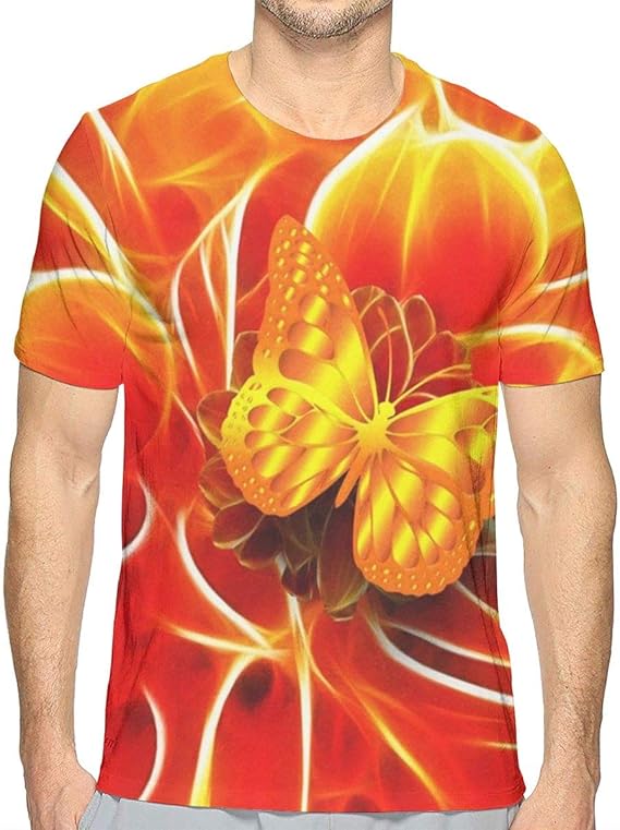 Amazon Co Jp Tシャツ 蝶芸術 オレンジ メンズ 半袖 服 メンズ 夏 カジュアル ファッション 丸襟 柔らかい 快適 服 ファッション 小物