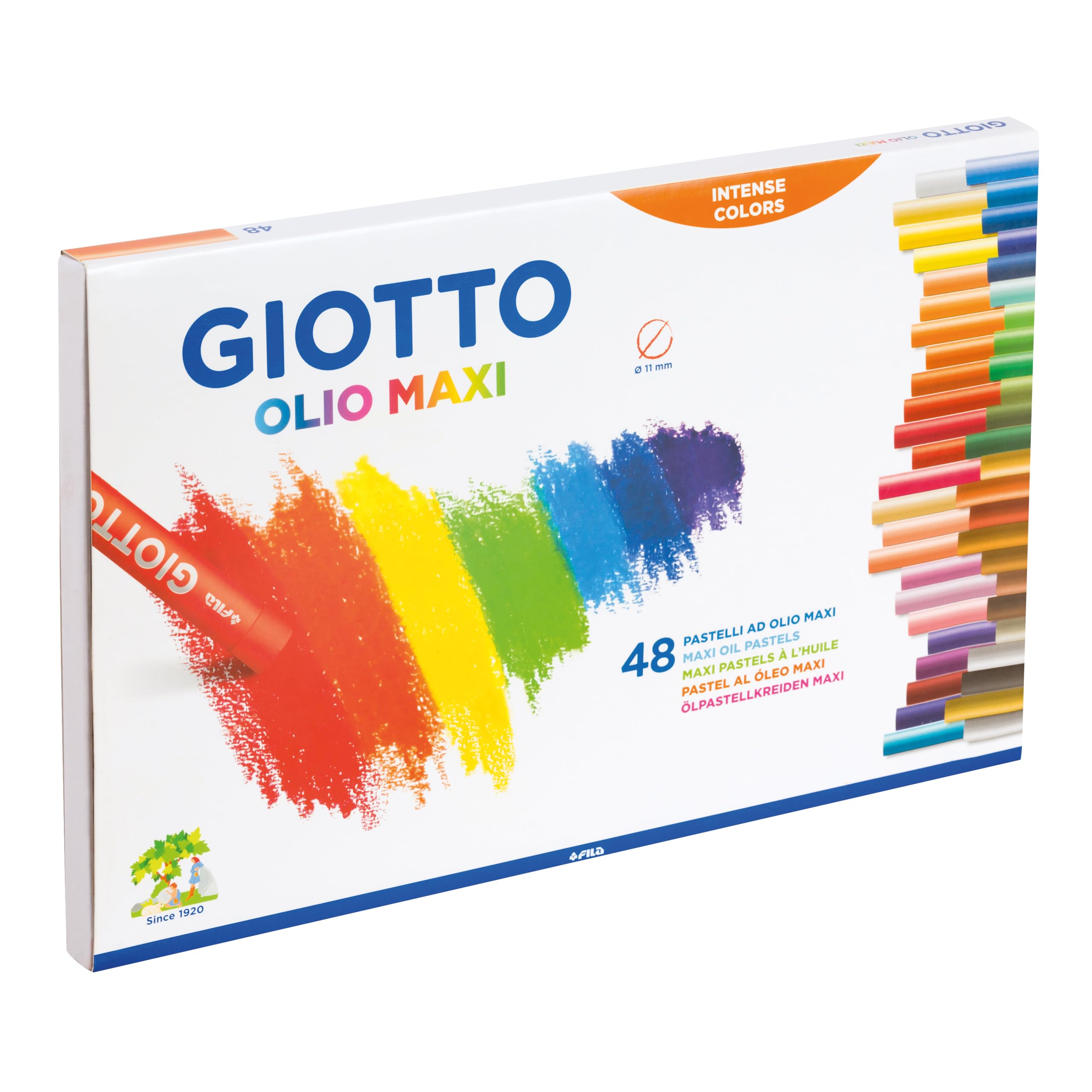GIOTTO Olio Maxi Oil Pastel Set for Children, 48 Assorted Colours, Large Kids Artist Pastels, For Home and Schools