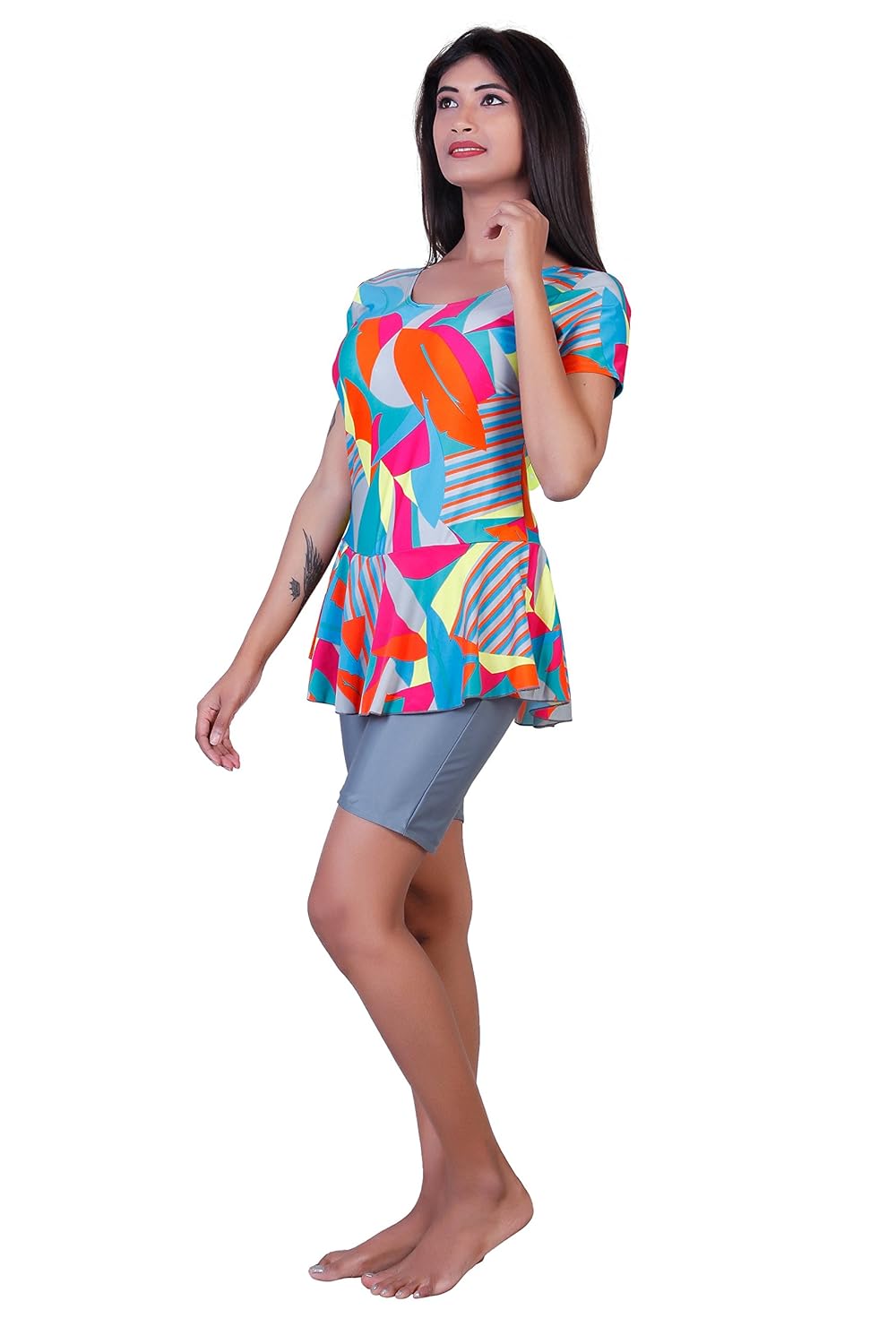 rovars one piece three fourth leg women swimwear