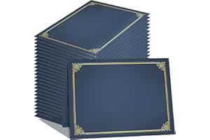 GNL Certificate Holders - 25 Packs Blue Diploma Holders, Certificate Covers with Gold Foil Border, for Letter Size 8.5 x 11 Certificate Paper, Award, Graduation, Documents