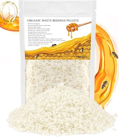 TRINIDa Beeswax Pellets 200g White Cosmetic Grade for DIY Candles and More