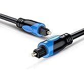 BlueRigger Digital Optical Audio Toslink Cable (25FT, Fiber Optic Cord, in-Wall CL3 Rated, 24K Gold-Plated) - Compatible with