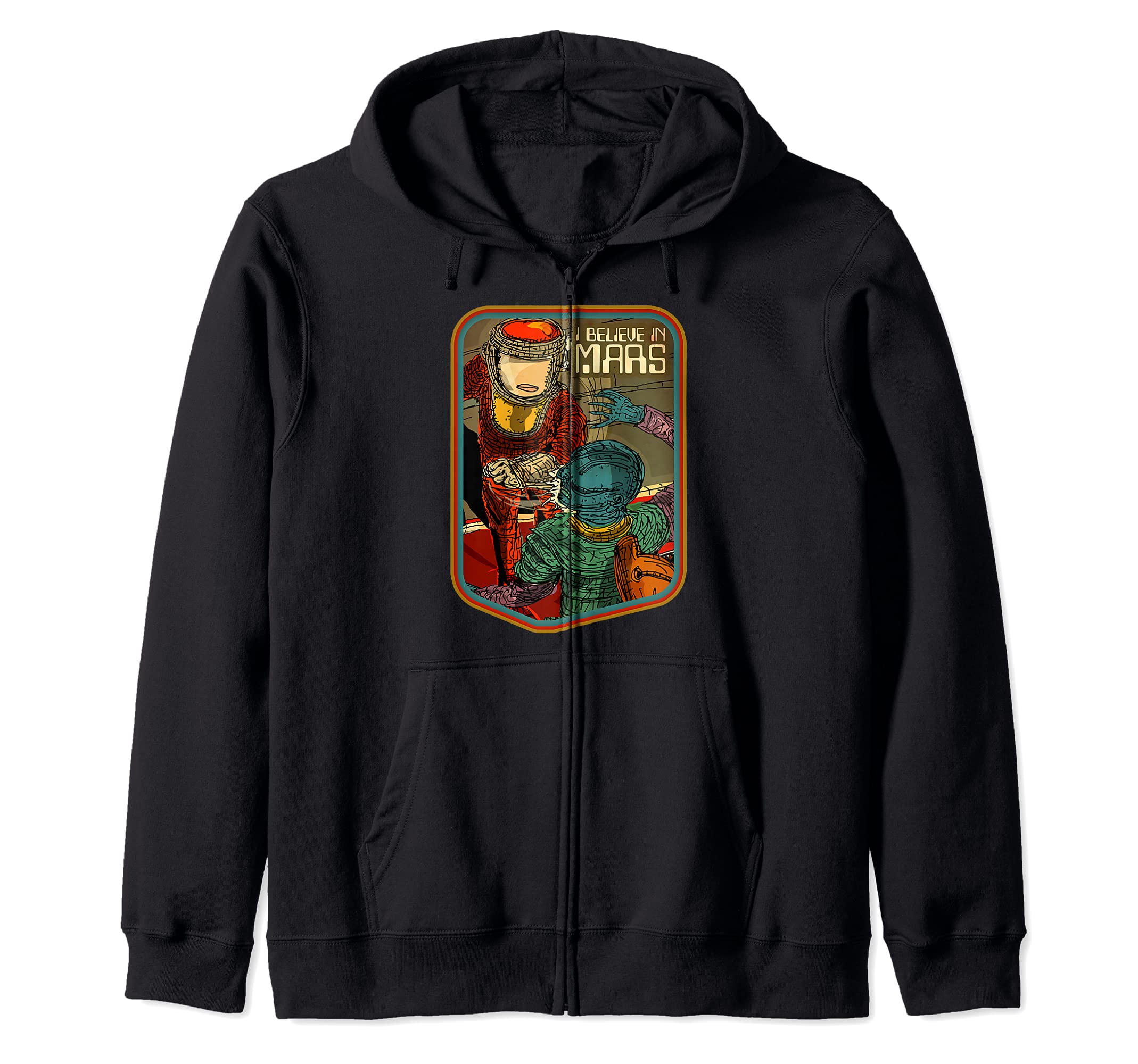 NASA I Believe in MARS Fun Anime Art for Space and Science Zip Hoodie