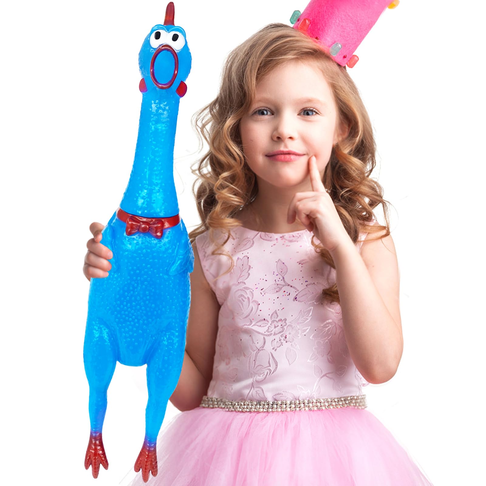 Photo 1 of Xeehwb 22 Inch Crazy Huge Rubber Chicken,Blue Screaming Chicken Toys,Squeeze Squeaky Chicken Dog Toys,Rubber Chicken Noisemakers for Parties,Prank Novelty Gag Gift