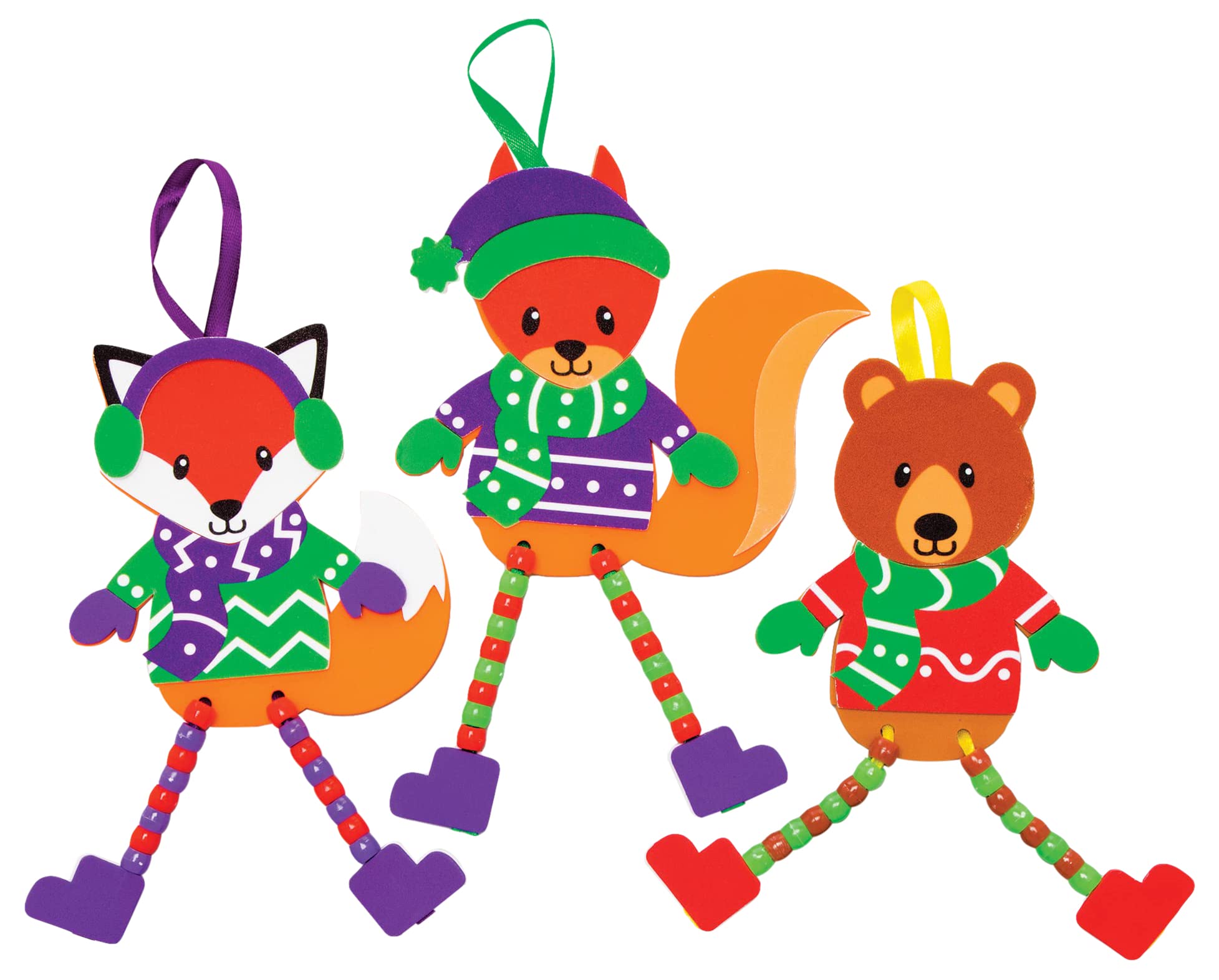 Baker Ross FC295 Winter Woodland Animal Craft Beads Kit - Pack of 5, Pack of 5, Christmas Decoration Childrens Craft Kits, Art and Craft Activities for Kids to Make and Decorate, Winter Woodland