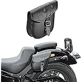KEMIMOTO Mini Motorcycle Side Bag 2.5L Rhombus PU Leather Motorcycle Small Saddlebag Compatible with Cruiser Sportster 883 1200 Softail Vulcan Rebel