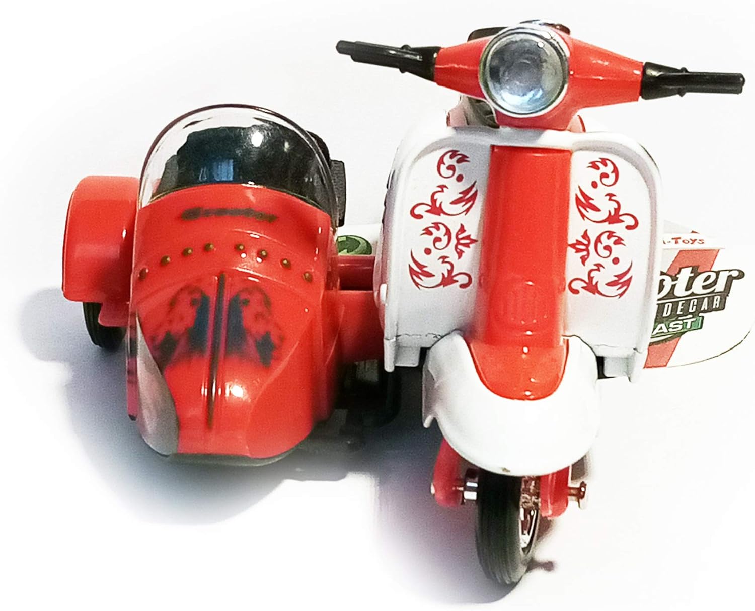 Toys Vespa mit Beiwagen Motorroller Scooter Rückzugmotor Spielzeug Modell 6Variant 03 (Rot
