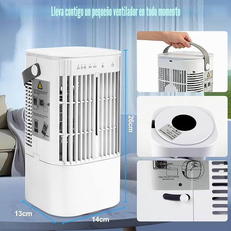 Ventilador móvil con depósito de agua de 900 ml, temporizador de 2/4 h — foto 8 de 8