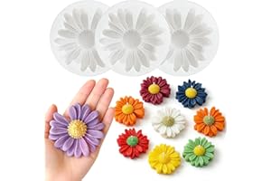 MEMOVAN Daisy Flower Candle Molds 3PCS 3D Flower Shape Decorating Mold Silicone Daisy DIY Soap Wax Resin Candle Molds for Res