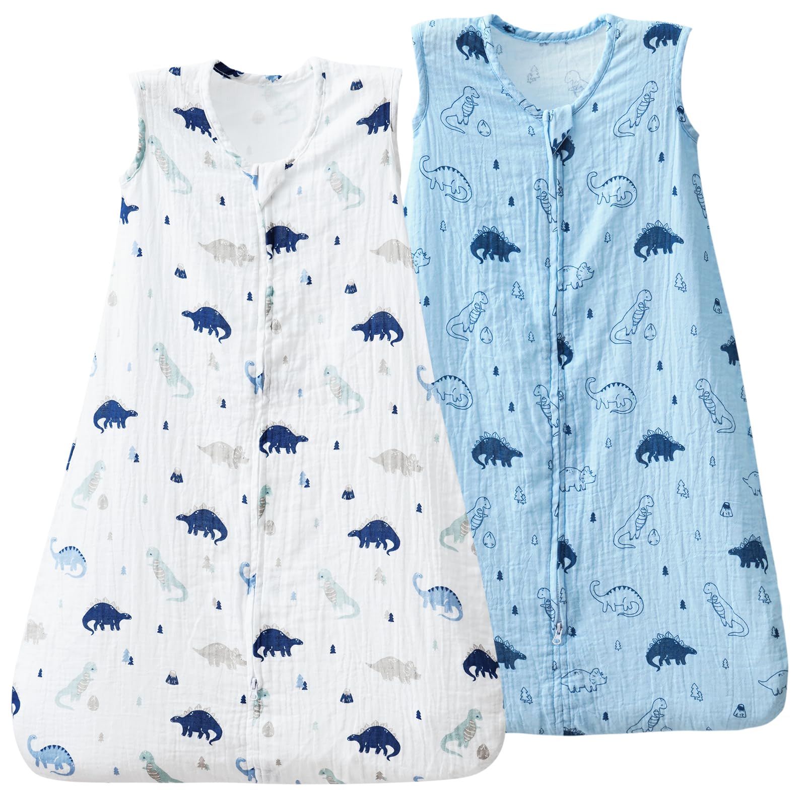 Photo 1 of david's kids Muslin Cotton Baby Sleep Sack 18-24 Months, 2 Pack 100% Cotton Sleeping Bag for Summer, TOG 0.5 Baby Wearable Blankets with 2-Way Zipper, Soft Sleep Sacks for Newborn Infant, Dinosaur