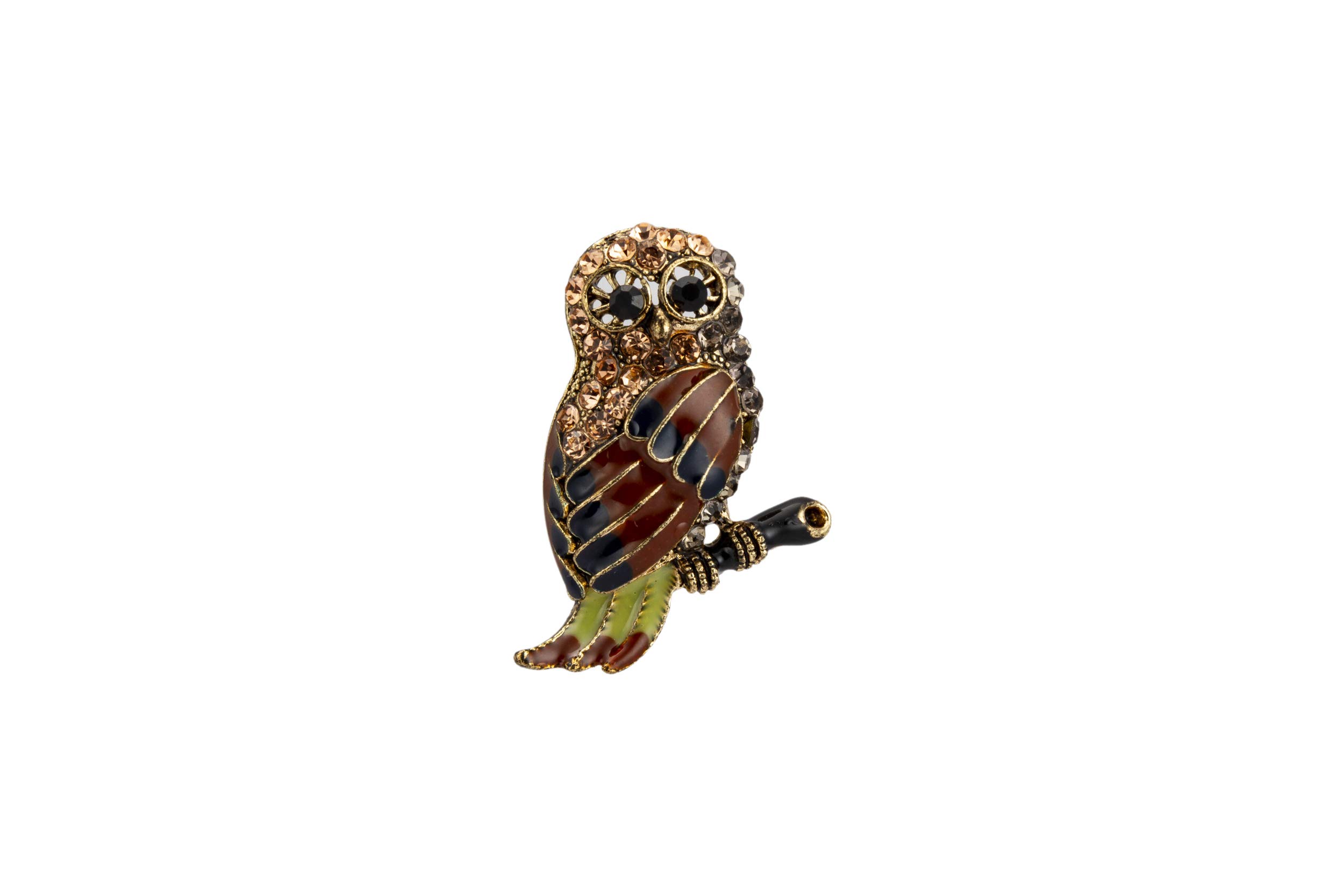 Brooch Lapel Pin for Men Multicoloured Stone Lucky Owl Badge Coat Suit Wedding Gift Party Shirt Collar Accessories