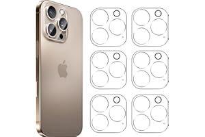 Hlija 6PCS Rear Back Camera Lens Protector Tempered Glass for iPhone 16 Pro Max, iPhone 15 Pro Max - HD Clear Full Coverage Guard