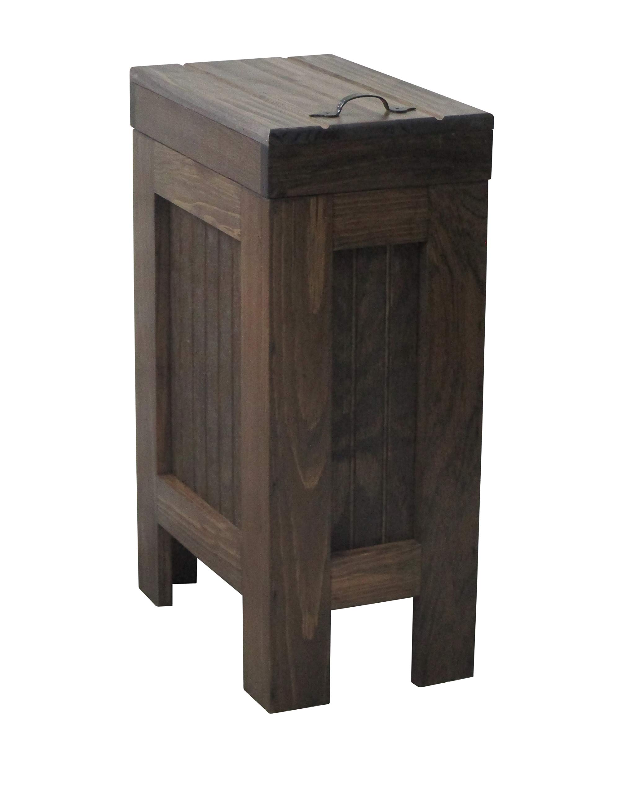 Buffalowood Shop Kitchen Trash Can Wood Dog Food Storage Container 13 Gallon Recycle Bin Walnut Stain With Metal Handle Buy Online In Maldives At Maldives Desertcart Com Productid