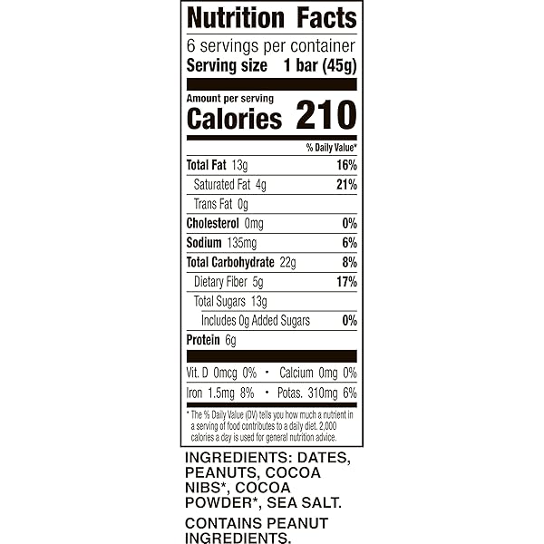 LARABAR PEANUT COCOA CRUNCH BARS, VEGAN AND GLUTEN FREE SNACKS, 6 CT, 9.6 OZ