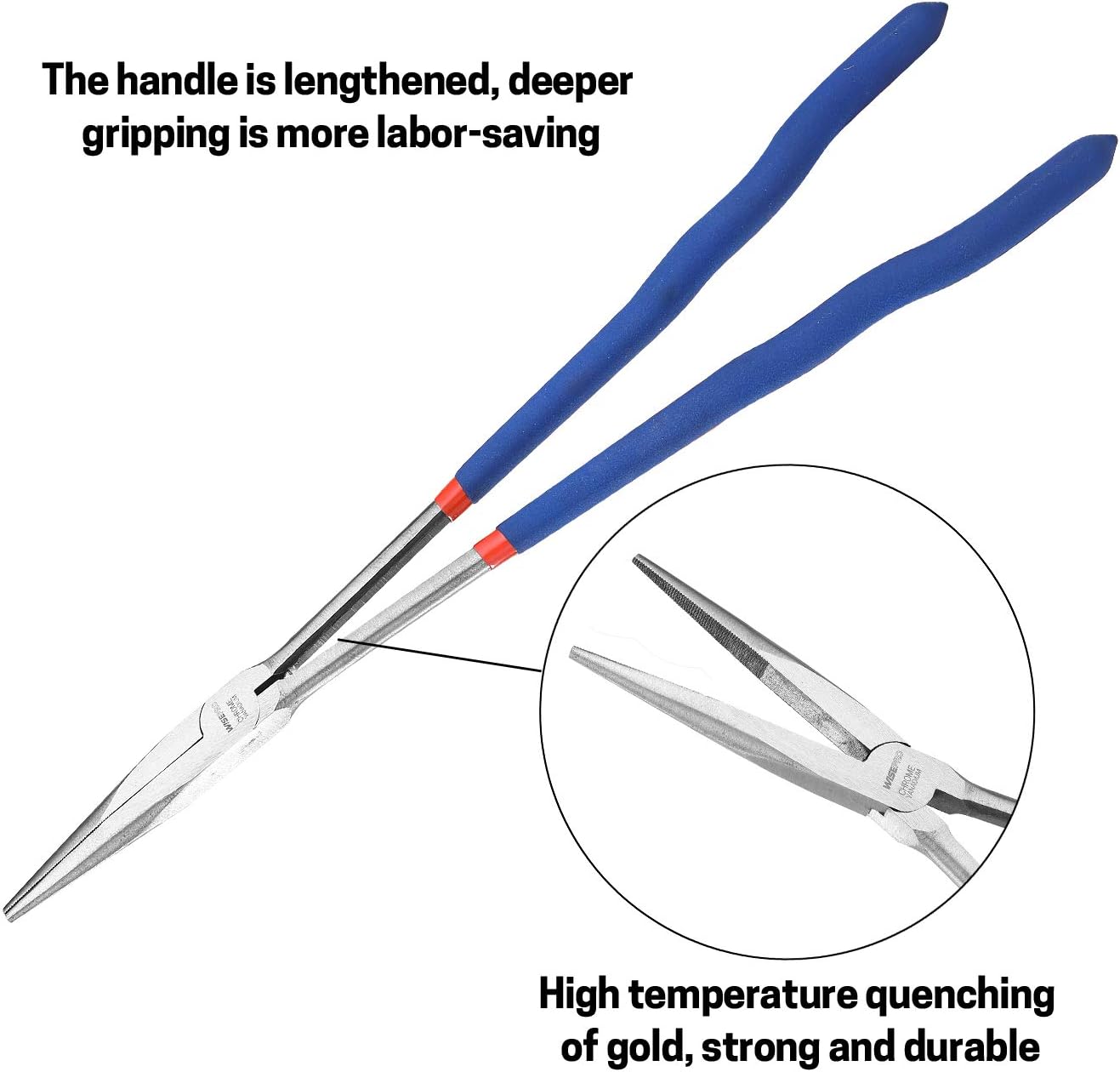 WISEPRO 16 Inch Extra Long Reach Needle Nose Pliers, Straight Long Nose Pliers for Wire Processing Home Repairing - Image 4
