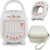 JCHPINE Hard Case and Silicone Cover for JBL Clip 5 Ultra Portable Bluetooth Speaker Accessories, Soft Silicone Case for JBL Clip 5 Speaker Stand Up Holder (White)