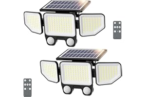 Onforu Solar Lights Outdoor, 3000LM 180 LED Motion Sensor Flood Lights with Remote Control, 3 Modes, IP65 Waterproof Security Lights for Yard, Pathway, Garden, Pool, Garage, 2 Pack