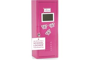 Emily Rose 18 Inch Doll Clothes Storage Option | USA Business | Bright Pink School Locker with TONS of Accessories | 18" Doll Clothing Closet - Includes Lock, Key & 5 Hangers