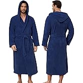 PJGGZ Men's Bathrobes with Hood, Soft Long Towel Robe for Men - Super Absorbent Quick Dry yet Warm