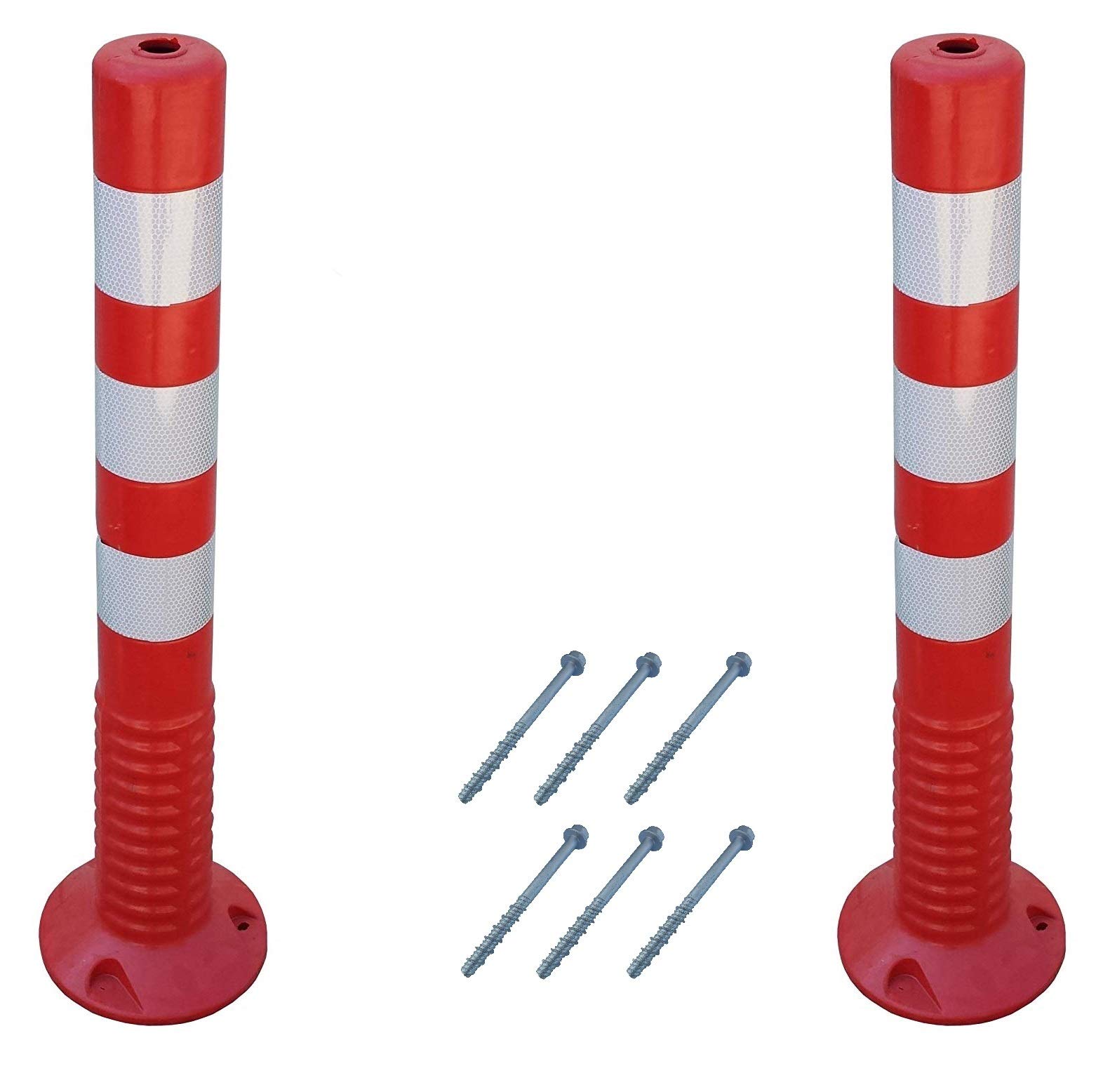 SNS SAFETY LTD Plastic Traffic Post with Reflective Collars, made of Flexible Polyurethane, Red (Pack of 2, 75 cm)
