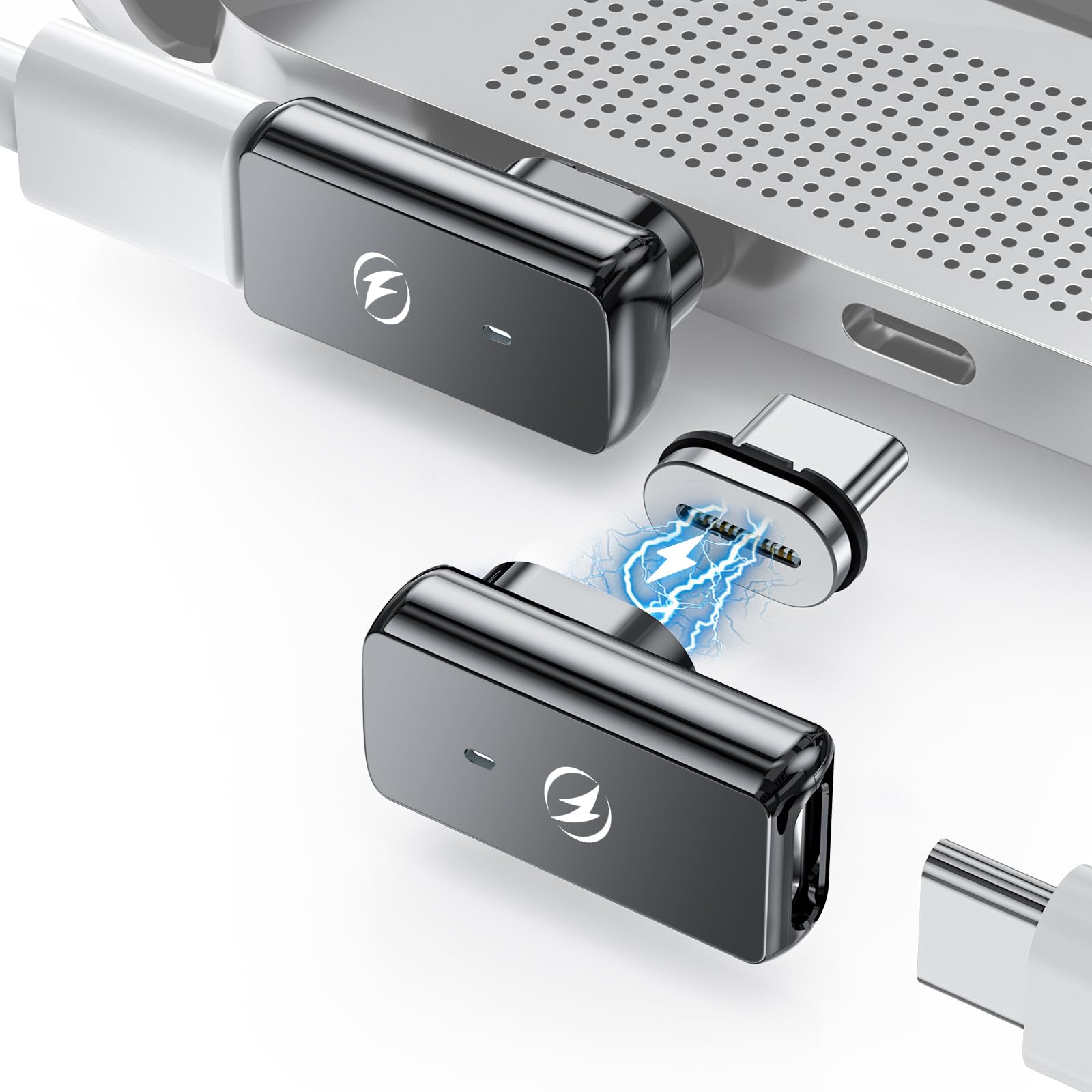 DuHeSin USB C Magnetic Adapter 40Gbps, (2 Pack) 90 Degree Magnetic USB C Adapter 24 Pins with PD 140w Fast Charging USB4 8K 60Hz for Thunderbolt 3/4, MacBook Pro/Air and More Type C Devices