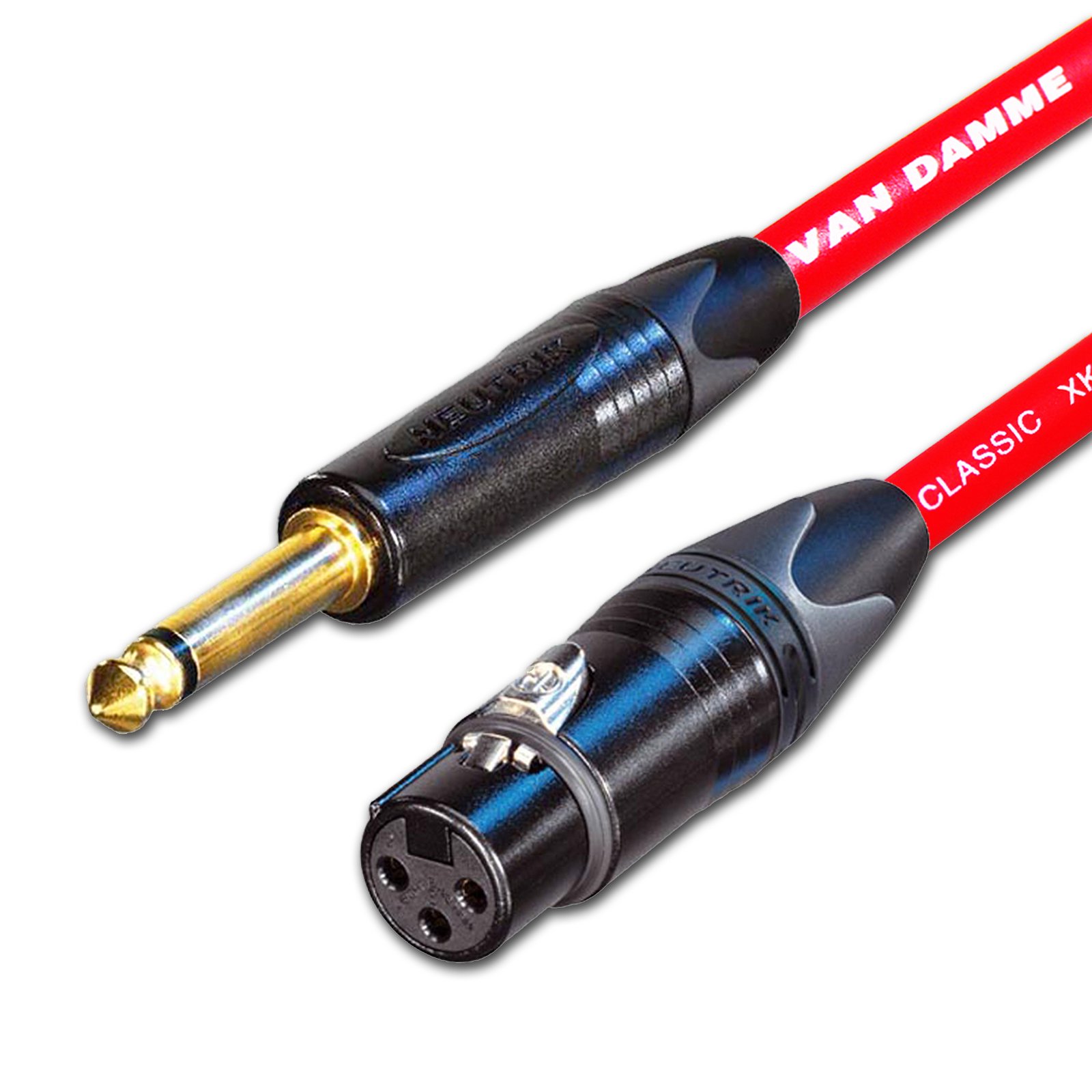 Van Damme & Neutrik Female XLR To 1/4-Inch Mono Jack Mic To Mixer/Amp Input Lead, Red, 3 m