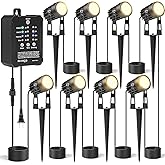 HIBOITEC Low Voltage Landscape Lighting with Transformer Photocell Sensor and Timer Spotlights Kit 68FT ETL Approved Wire Dimmable Waterproof 2700K for House Yard Trees Garden Plants Outdoor 8 Packs